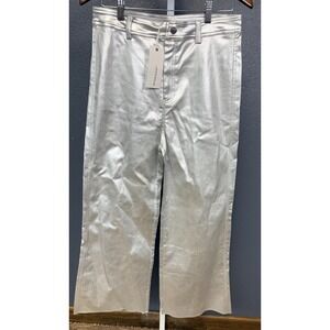 NEW Anniewear Denim Silver Wide Leg Pants Size XL Party Disco Raver Festival